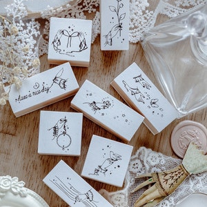 Cute Rubber Stamp Set, Kawaii Finger themed Wood Stamps,Junk Journal Kit, 8 types