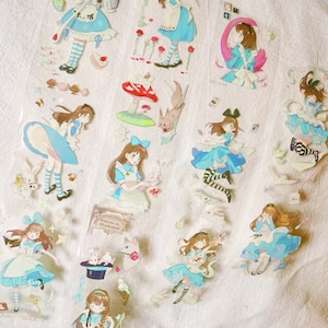 Alice im Wunderland PET Tape, Klebeband, Kawaii Aufkleber, Junk Journal Kit für Planer, Scrapbook|Märchen,Mist-06