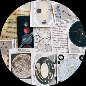 41-delige Astronomy Junk Journal-kit, pakket maandecostickers, Journal Ephemera, ZX018