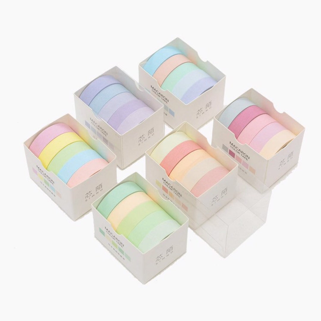 5 Rolls/Pack Macaron Color Glitter Washi Tape Set, Creative & Fashionable  Student Journal, Diy Decoration Material & Paper Tape (Random Color)