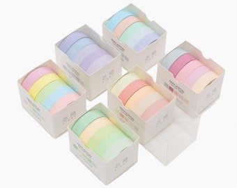 5roll/Set Macaron Color Washi Tape für Planer und Journal,Hintergrund Scrapbook Masking Tape |10mm*3m*5roll