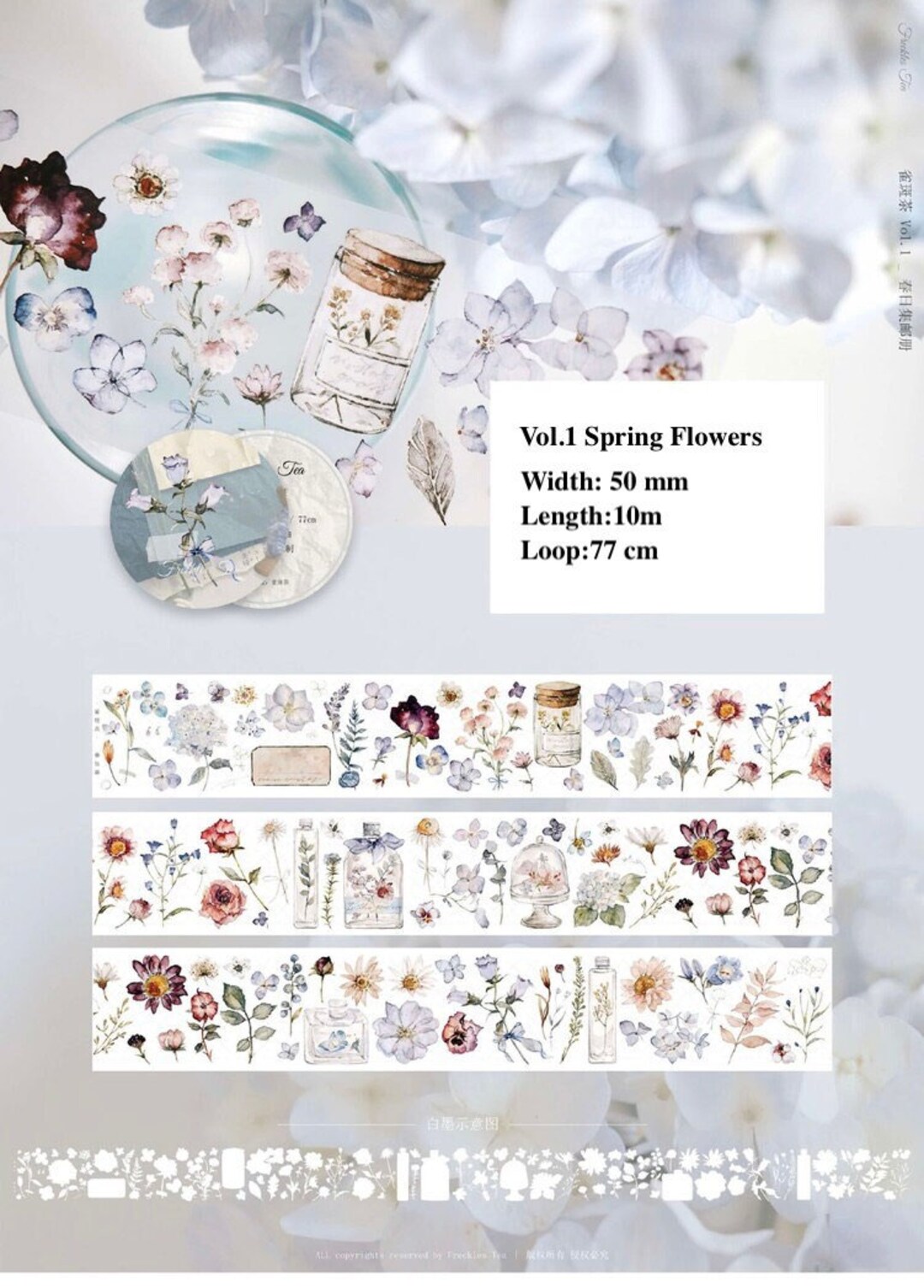 Spring Floral Washi Tape Roll/samples Plants Weekly Planner - Etsy