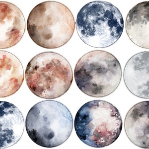 Confezione da 12 adesivi lunari, adesivi decorativi, kit per diario spazzatura, diario proiettile, ZX011