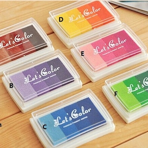 Almohadilla de tinta de color degradado de arcoíris para sellos de goma vintage, kit para álbumes de recortes, 6 tipos