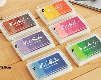 Rainbow Gradient Color Ink Pad for Rubber Stamps Vintage, Scrapbook Kit, 6 types