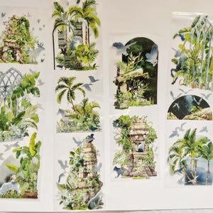 Cinta adhesiva de bosque, washi tape, kit para diario basura, pegatinas para bullet journal, pegatinas estéticas, Mood-380