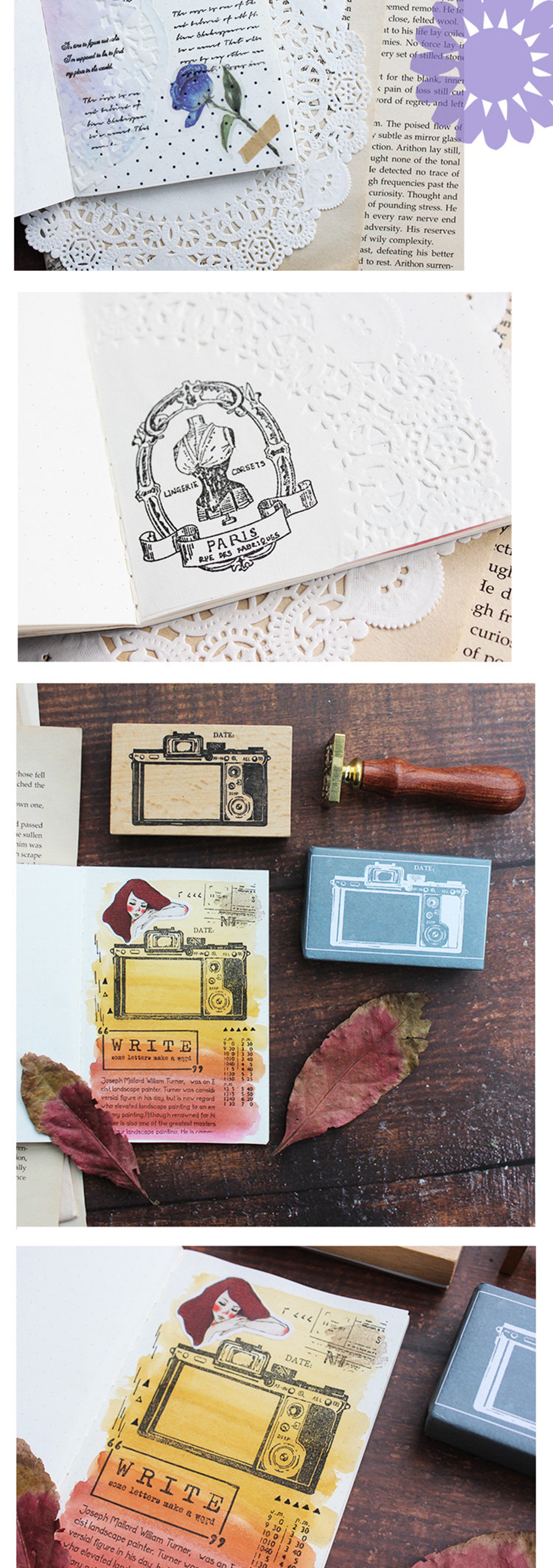 Rubber Stamps Rubber Stamps Vintage Rubber Stamp Set Wood Etsy