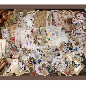 260-st. bloemen ongewenste dagboekkit, plakboekstickers, plakboekkit, pakket ephemera dagboek, vintage dagboekkit, natuurthema's, AL756-2