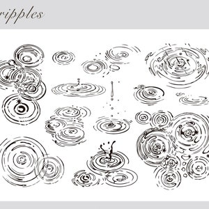 Water Ripples Rubber Stamp,Rubber Stamp Vintage,Clear Stamp,Rubber Stamp Set|Background Stamp, Mood-277