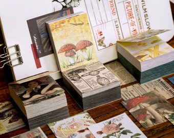 400pcs Junk Journal Kit, Mini Booklet Journal Ephemera Pack, Vellum Scrapbook Paper Kit, Vintage papers Kit, AL013/AL016/AL042/AL095
