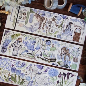 Nastro PET, Washi e nastro trasparente, adesivi kawaii, kit di diario spazzatura per planner, album di ritagli/libri, fiori, nastro per diario di lettura, Neinei-01