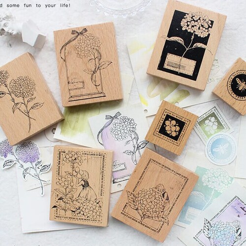 Rubber Stamps Rubber Stamps Vintage Rubber Stamp Set Wood Etsy