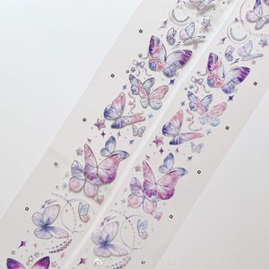 Cinta adhesiva para mascotas con diseño de mariposa morada, washi/cinta transparente, pegatinas kawaii, kit de diario basura para planificador, álbum de recortes/BTY-03
