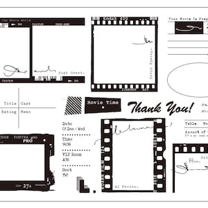 フィルムゴム印、ゴム印セット、バレットジャーナルスタンプ、ジャンクジャーナル、ムード-245