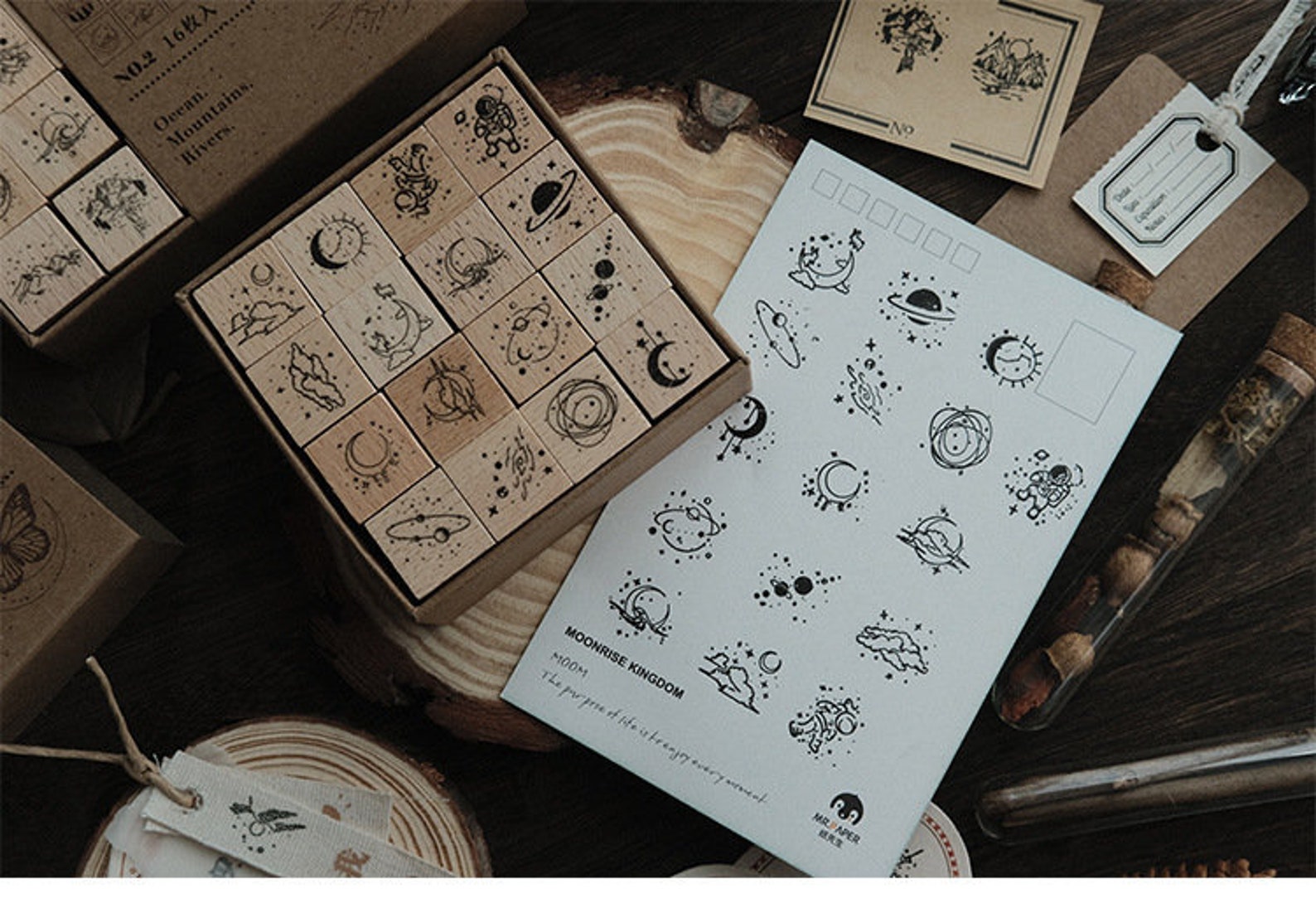 Huralona Wooden Rubber Stamps Set Vintage Decorative Mounted Rubber Stamp Plant Flower Animal Pattern Diy Wood Rubber Stamp For Journaling Craft