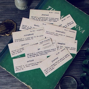Paquete de pegatinas de palabras de 11 piezas, kit de collage de tarjetas de lienzo, álbum de recortes, diario basura, pegatinas estéticas, paquete de efímeras