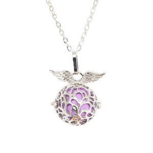 MEDURA Änglakallarhalsband, Ljudboll, Lila eller Röd, Gåva, Graviditet, Blivande Mammor, Skyddande Lyckoamulett