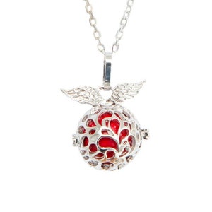 MEDURA Änglakallarhalsband, Röd Ljudboll, Gåva, Graviditet, Blivande Mammor, Skyddande Lyckoamulett