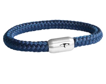 Bracciale Boho In Corda Vela Con Ancora E Cuore – Doppia Fila Intrecciata 8 Mm – Chiusura Magnetica – Lunghezza Regolabile 19-24 Cm