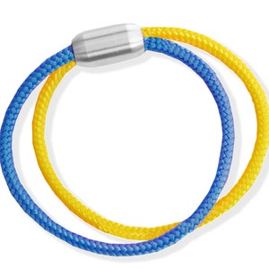 Ukrainian Unisex Sailing Rope Bracelet, Friendship Bracelet, Ukrainian Flag, Magnetic Clasp, Diameter 7.5 mm, Statement Jewelry