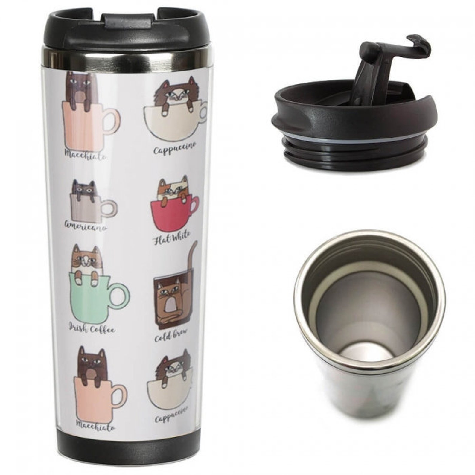 Coffee Tumbler Cats. Gift for Cat Lover. Pet Lovers Gift. Cat Etsy