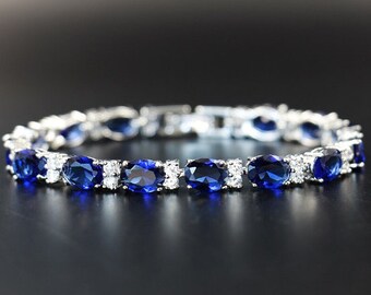 September Birthstone Bracelet,Gemstone Bracelet Valentine gift Blue Sapphire Bracelet Silver Bracelet Bracelet Silver sapphire bracelet