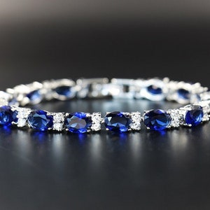 Sapphire Bracelet,925 Sterling Silver Bracelet,Woman Gift Bracelet,September Birthstone Bracelet,Anniversary Gift,Gift For Her