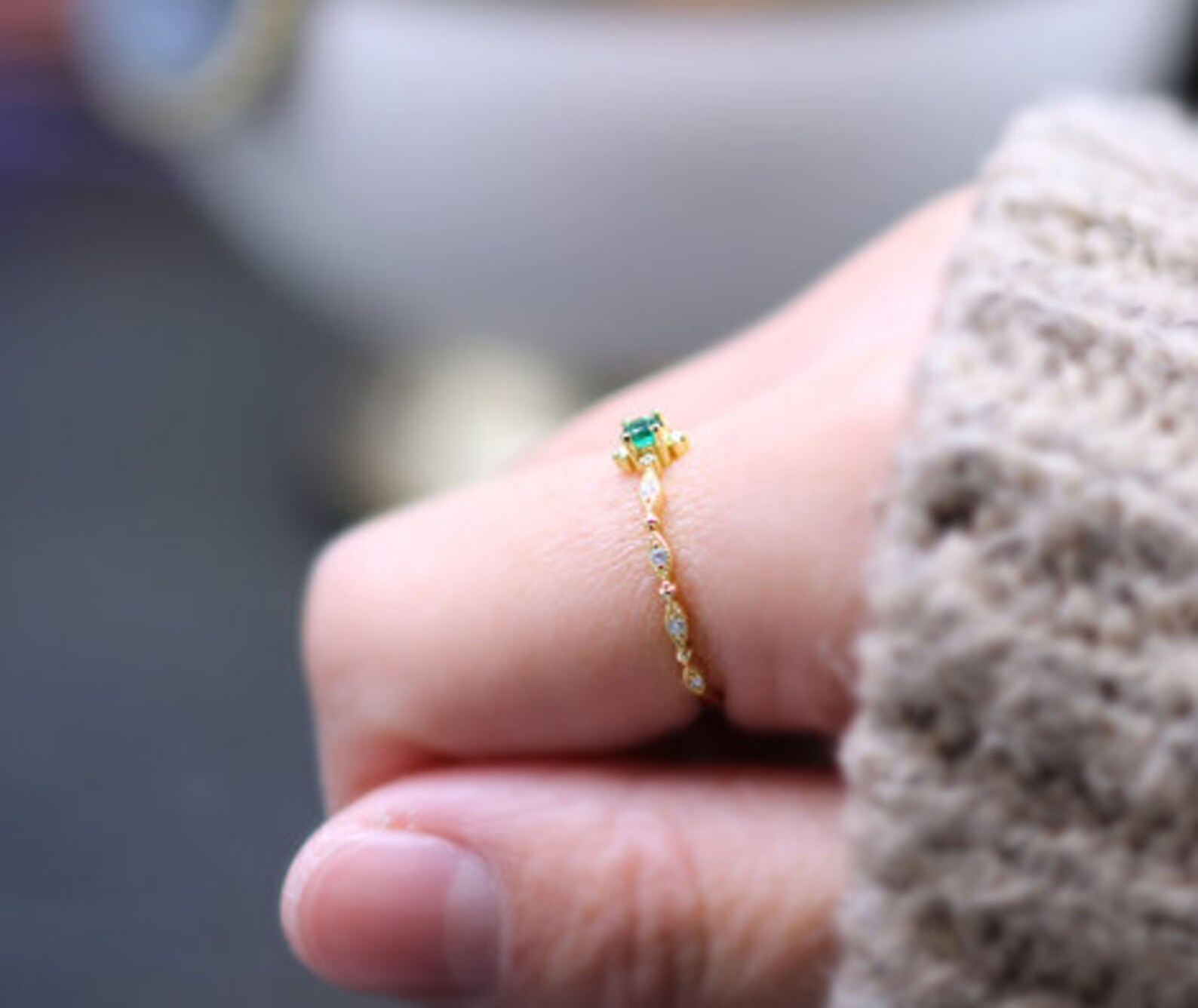 Lab Emerald Ring 925 Sterling Silver Ring Emerald Minimalist Etsy