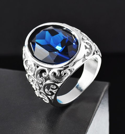 Blue Crystal Ring/green Crystal Ringcreated Gemstone | Etsy