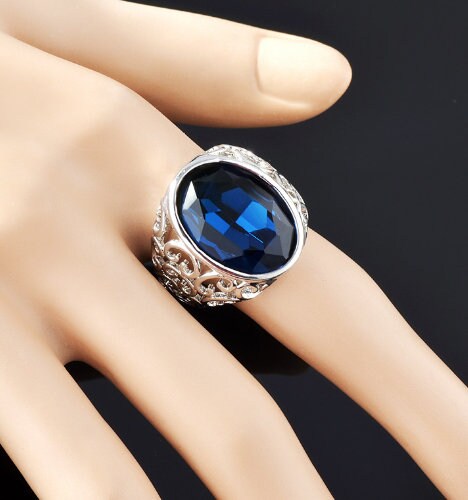 Blue Crystal Ring/green Crystal Ringcreated Gemstone | Etsy