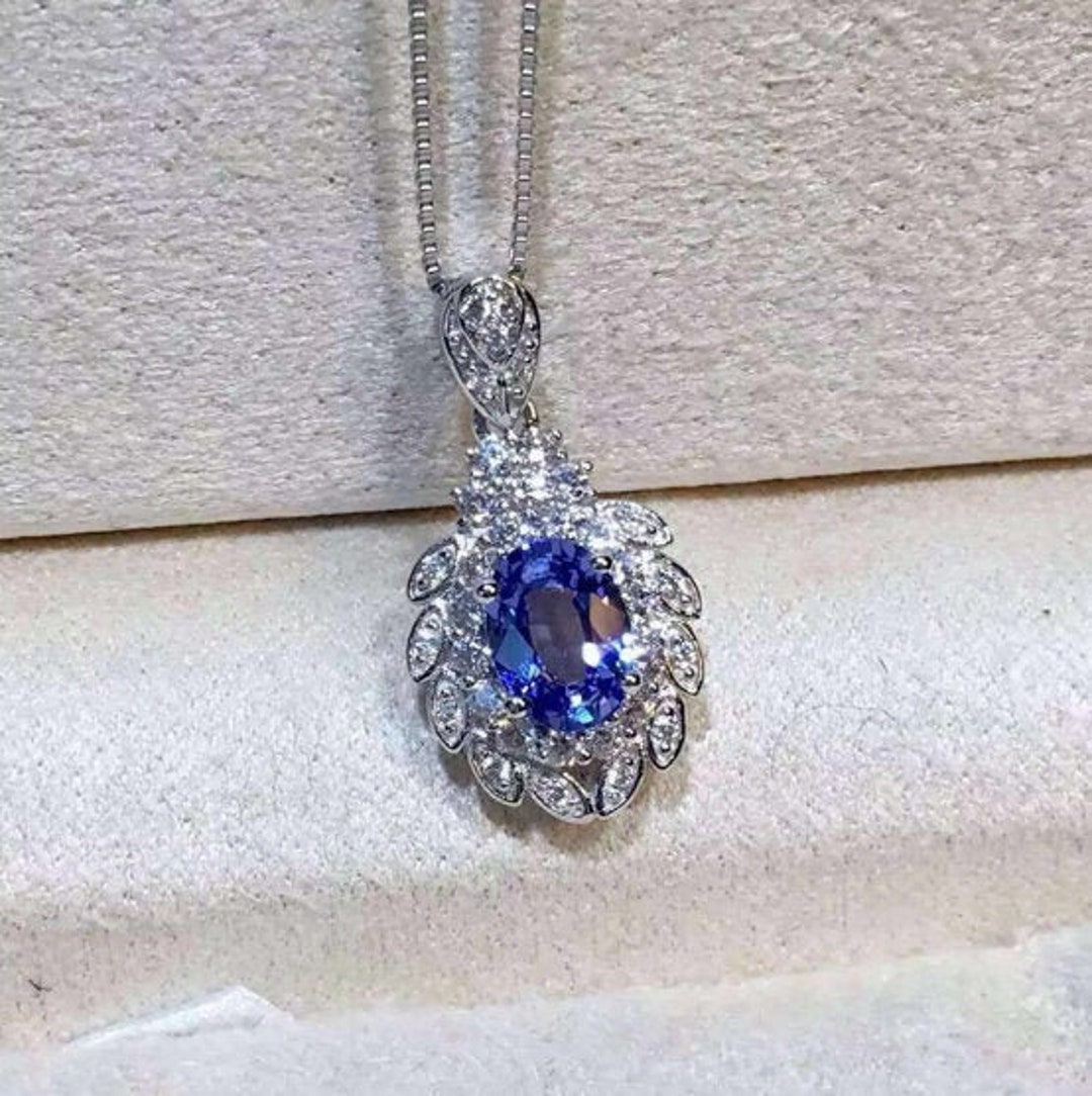 Tanzanite Pendant Women 925 Sterling Silver With Chain Blue - Etsy