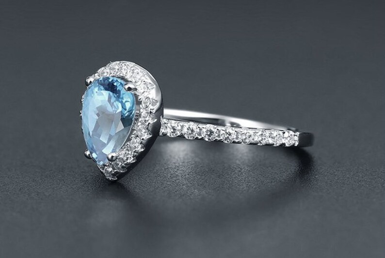 Women gift ring,Gemstone ring Engagement Ring Sky Blue topaz Ring 925 Sterling Silver ring