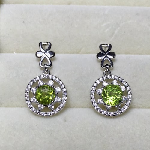 Natural Peridot Earrings, 925 Sterling Silver Stud,Earrings Women Fine Jewelry, best Engagement And Wedding Earring, August Birthstone,ring