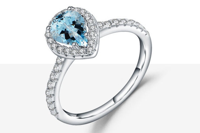 Women gift ring,Gemstone ring Engagement Ring Sky Blue topaz Ring 925 Sterling Silver ring