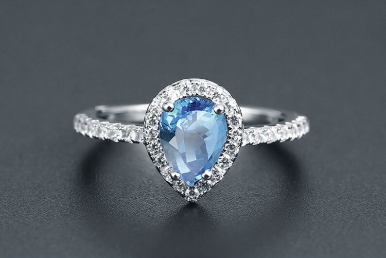 Women gift ring,Gemstone ring Engagement Ring Sky Blue topaz Ring 925 Sterling Silver ring