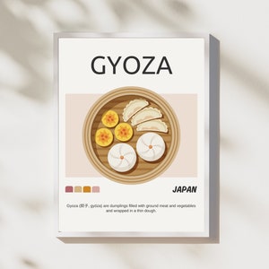 Gyoza Poster, Food Print, Modern Kitchen Decor, Mid Century Modern, Retro Wall Art, Japanese Food Poster, Vintage Print, DIGITAL DOWNLOAD