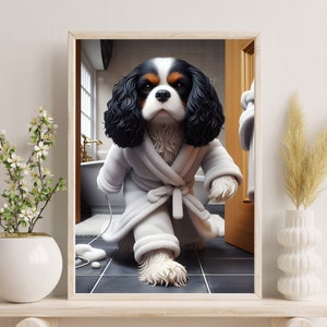 Cavalier King Charles Wall Decor | Bathroom Art Print | Cavalier Photo | Funny Bathroom Wall Decor | Dog Bath Prints | Digital Download