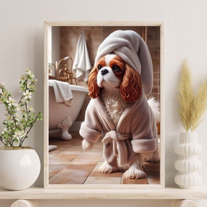 Cavalier King Charles Wall Decor | Bathroom Art Print | Cavalier Photo | Funny Bathroom Wall Decor | Dog Bath Prints | Digital Download