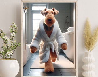 Airedale Terrier Bathroom Art: Funny Dog Print (Digital Download)