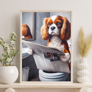 Cavalier King Charles Wall Decor | Bathroom Art Print | Cavalier Photo | Funny Bathroom Wall Decor | Dog Bath Prints | Digital Download