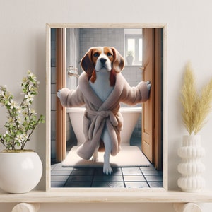 Beagle Wall Art | Beagle Printable | Dog Bathroom Print | Beagle Wall Decor |  Bathroom Wall Decor | Beagle Bath Prints | DIGITAL DOWNLOAD