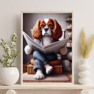 Cavalier King Charles Wall Decor | Bathroom Art Print | Cavalier Photo | Funny Bathroom Wall Decor | Dog Bath Prints | Digital Download