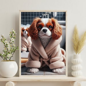 Cavalier King Charles Wall Decor | Dog Bathroom Print | Cavalier Photo | Funny Bathroom Wall Decor | Cute Dog Bath Prints | DIGITAL DOWNLOAD