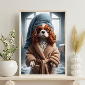 Cavalier King Charles Wall Decor | Bathroom Art Print | Cavalier Photo | Funny Bathroom Wall Decor | Dog Bath Prints | Digital Download