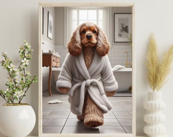 Cocker Spaniel Bathroom Print: Funny Dog Wall Decor (Digital Download)
