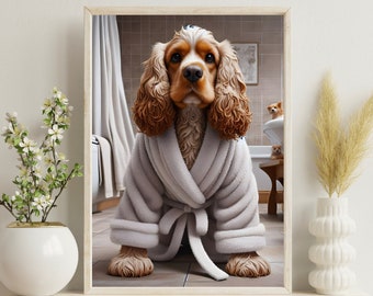 Cocker Spaniel Bathroom Print: Funny Dog Wall Decor (Digital Download)