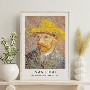 Van Gogh Self Portrait with a Straw Hat, Vincent Van Gogh, Vintage Painting, Van Gogh Art Print, Van Gogh Fine Art, Vintage Gallery Wall Art
