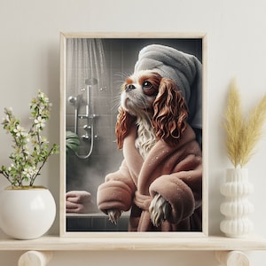 Cavalier King Charles Wall Decor | Dog Bathroom Print | Cavalier Photo | Funny Bathroom Wall Decor | Cute Dog Bath Prints | DIGITAL DOWNLOAD