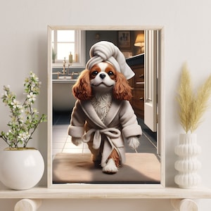 Cavalier King Charles Wall Decor | Bathroom Art Print | Cavalier Photo | Funny Bathroom Wall Decor | Dog Bath Prints | Digital Download
