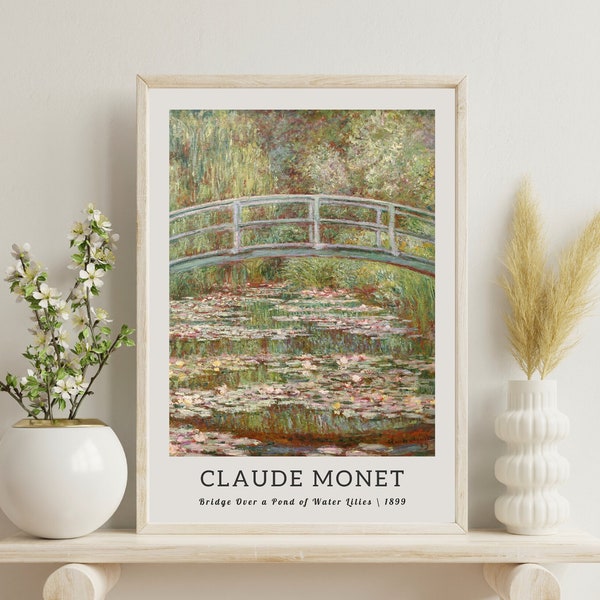 Vintage Poster, Bridge Over a Pond of Water Lilies, Claude Monet Art Print, Vintage Poster,Monet Digital Print, Monet Wall Art, Claude Monet